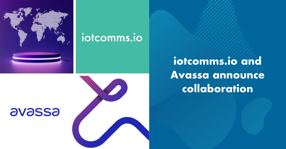iotcomms.io and Avassa collaboration announcement graphic with logos and a world map.