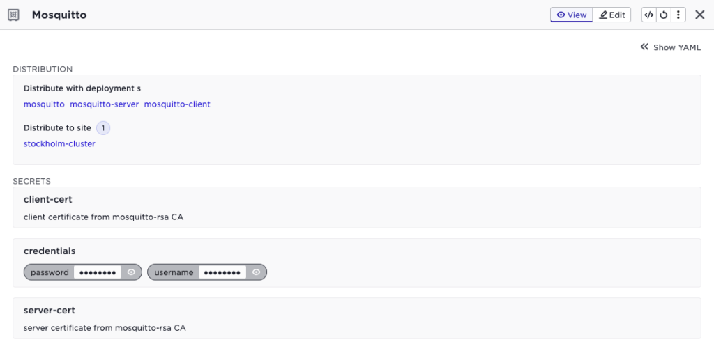 Screenshot showing how Avassa generates unique certificates for each application instance at the edge.