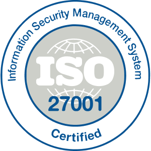 An ISO 27001 certification badge