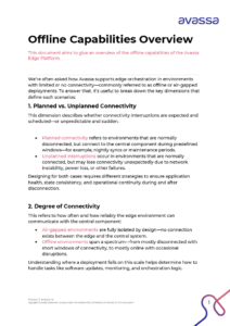 Avassa Offline Capabilities Overview Sheet