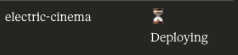 Status indicator showing an ongoing application deployment for the electric-cinema site.